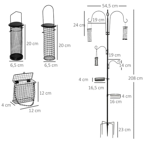 Rootz Bird Feeder - Bird Feeder Set - Bird Feeder Stand - 54.5cm x 54.5cm x 208cm