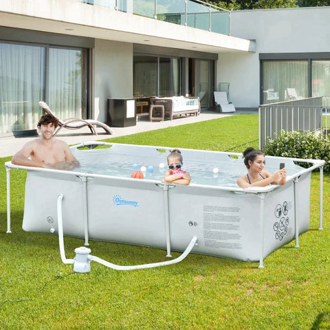Rootz Frame Pool - Frame Swimming Pool - Swimming Pool - Pool - Gray - 252 x 152 x 65 cm
