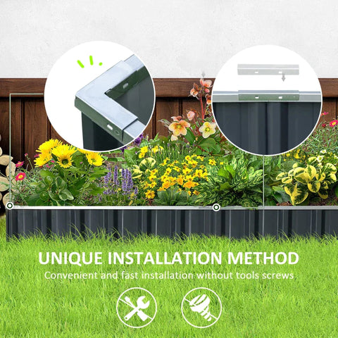 Rootz Verhoogd Bed - Tuinbed - Tuinbed Planter - Bloembak - Bloempot - Donkergrijs - 258 x 90 x 30 cm