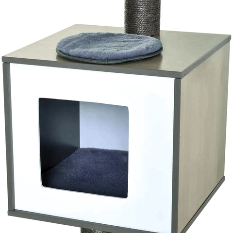 Rootz Cat Scratching Post - Cat Tree - Cat Toy - Climbing Tree - Sisal Cushion - Lying Surface With Ball - Grey - 71.5 x 49.5 x 120 cm