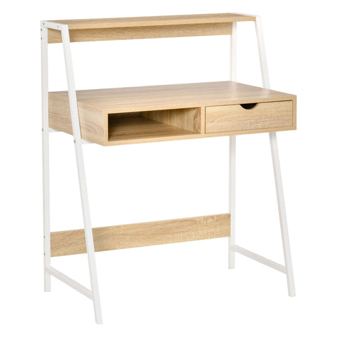 Rootz Desk -  Desk With Drawer And Shelf - Large Storage Space - E1 Chipboard - Metal Frame - Natural - 80 x 50 x 100 cm