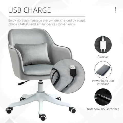Rootz Massage Office Chair - Office Chair - Chair - Height Adjustable - Grey - 55 cm x 65 cm x 89 cm