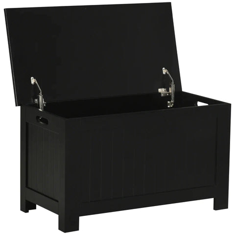 Rootz Bench With Storage Space - Country House Style - Kinds Of Toys - Including Safety Hinges - Living Rooms - Chest - Storage Box - Black - 81L x 40W x 46H cm