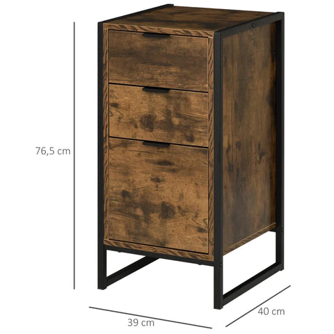 Rootz Chest Of Drawers - 3 Drawers - Industrial Style - Drawer Cabinet - Side Cabinet - Office Cabinet - Metal - Brown - 39 x 40 x 76.5 cm
