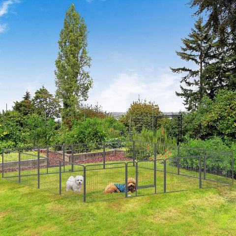 Rootz Pet Box - Box For Pet - Puppy Gate - Hekbox - Hondenbox - Hondenren - Staal - Grijs - 80W x 60H x 1,5D cm