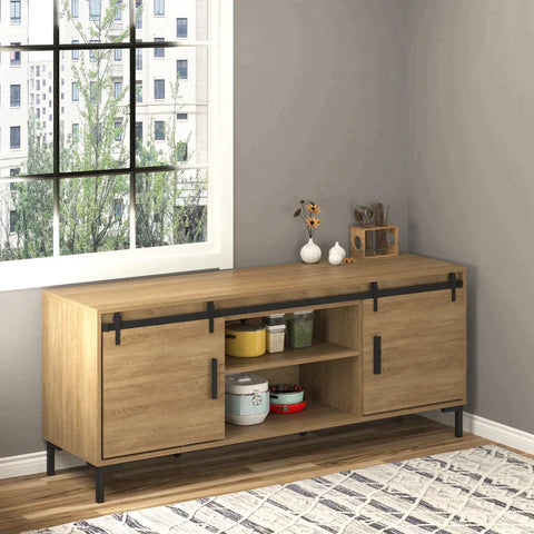 Rootz Sliding Door Set - Sliding Door System - Running Rail - Wooden Sliding Door Accessories - Carbon Steel - Black - 183 x 0.6 x 18 cm