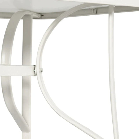 Rootz 8 Piece Garden Set With Umbrella - Garden Set - Umbrella - Parasol - With Garden Set - Metal/Aluminum/Tempered Glass/Mesh/Polyester - Cream White/Light Gray