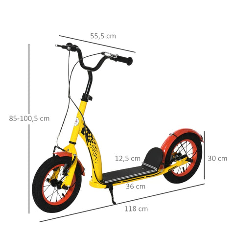 Rootz Kids Scooter - Children's Kick Scooter - Children's Scooter - City Scooter -  Adjustable Height - Front Rear Dual Brakes - For Ages 5+ Years - Yellow - 118 x 55.5 x 85-100.5 cm