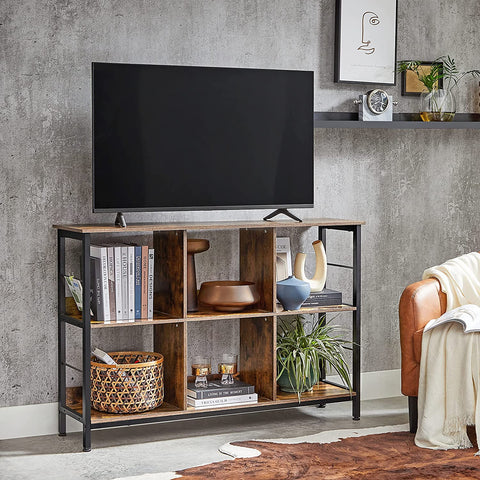 Rootz Bookcase - Compartment Cabinet - Storage Cabinet - Brown - Black - Processed Wood - Metal - 120 x 33 x 80 cm