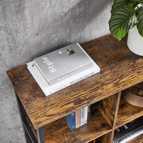 Rootz Bookcase - Compartment Cabinet - Storage Cabinet - Brown - Black - Processed Wood - Metal - 120 x 33 x 80 cm