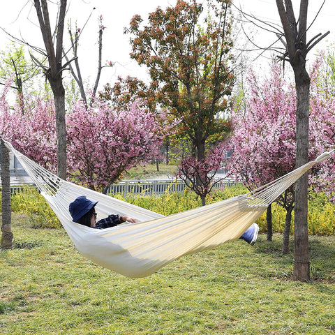 Rootz Hangmat - 2 Persoons - Transporttas - Bevestigingsbanden - Beige - 210 x 150 cm 