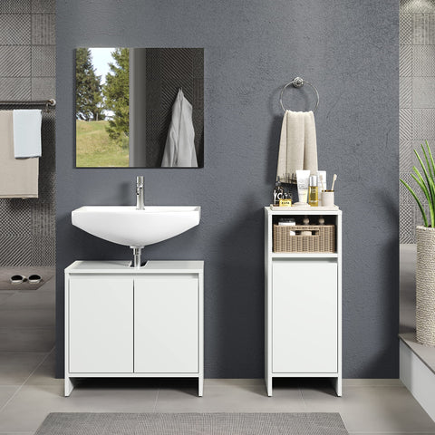 Rootz Basic Bathroom Set - Bath Ensemble - Vanity Collection - Restroom Suite - Washroom Set - Lavatory Combo - Toilet Furniture - White - 107 x 164 x 28 cm