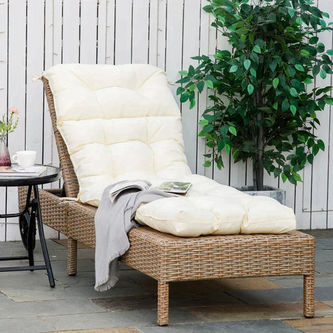 Rootz Outdoor Seat Cushion - Lounger Pad - Lounger Pad - Sun Lounger Pad - Garden Lounger Pad - Polyester/PP Cotton - Cream-white - 200 x 60 x 13 cm