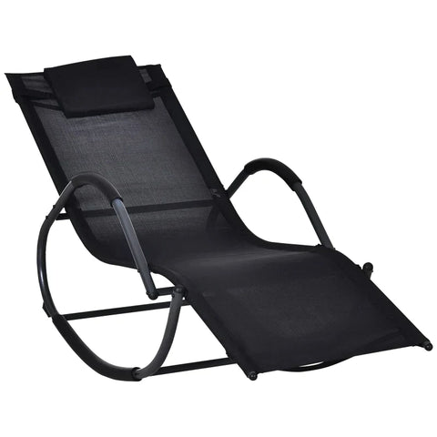 Rootz Rocking Chair - Rocking Lounger - Garden Lounger - Swing Lounger - Black - 160 x 61 x 79 cm