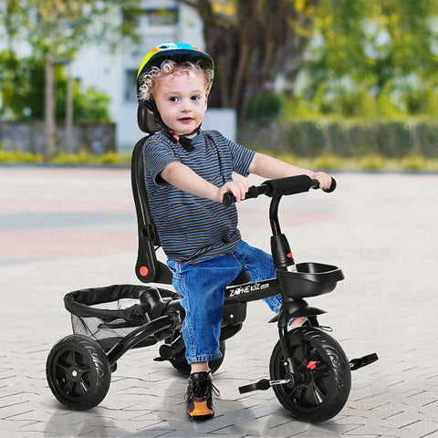 Rootz Tricycle - 4-in-1 Children's Tricycle - Children's Bike - Tricycle With Push Rod Rotating Seat - Foldable Removable Children's Car - Grey - 111.5 x 52 x 98 cm