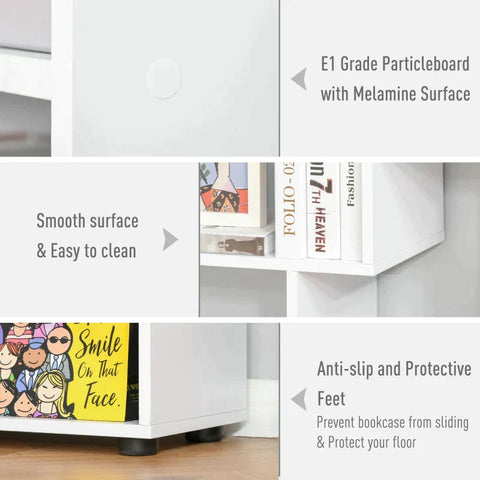 Rootz Bookshelf - Bookcase - 8 Shelves - White - 70 Cm X 24 Cm X 178 Cm