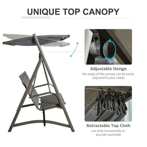 Rootz Gartenschaukel – Schaukelstuhl – Hängebank – Verandaschaukel – Stuhlsitz – Braun/Grau – 197 x 122 x 178 cm