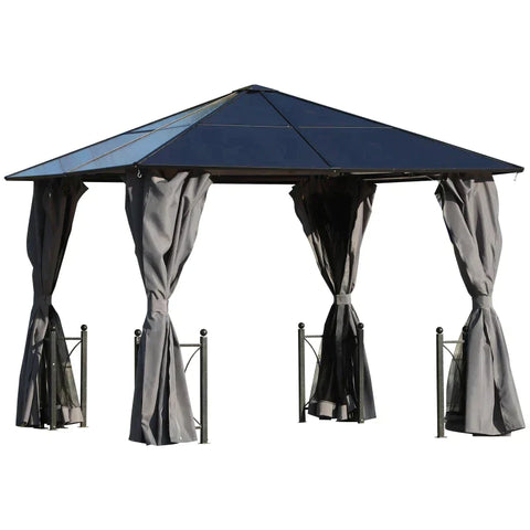 Rootz Gazebo - Garden Gazebo -  Garden Pavilion - Party Tent - Pc Roof - Aluminium - Black - 300 X 300 X 263 Cm