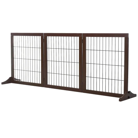 Rootz Barrier For Dogs - Safety Gate - Dog Gate - Stair Gate - Foldable Dog Barrier - Door Gate - Brown - 185 x 36 x 71 cm