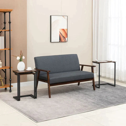 Rootz Side Table - Nesting Tables - Set Of 3 Side Tables - Coffee Table - Chipboard/Steel - Brown + Black - 45 x 30 x 60cm