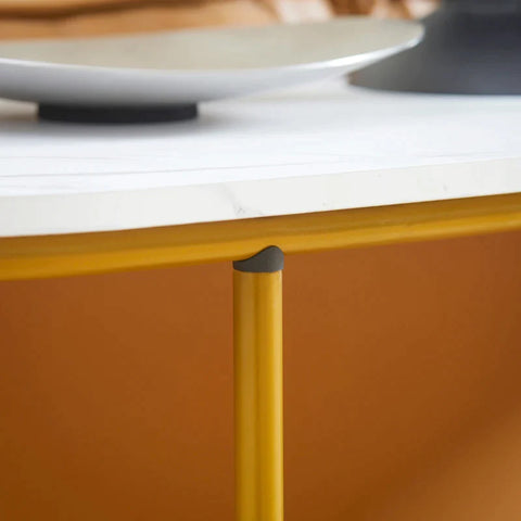 Rootz Consoletafel - Art Deco Design - Marmerlook - Spaanplaat - Wit + Goud - 120L x 40W x 75H cm