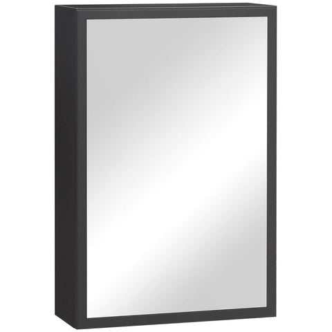 Rootz Mirror Cabinet - 3 Shelves - Soft Hinges - Steel Housing - Stainless Steel - Black - 40 x 15 x 60 cm
