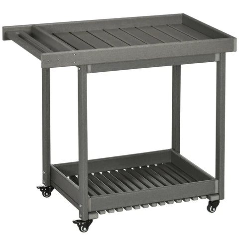 Rootz Serving Trolley with Towel Racks - 1 Bottom Shelf - 4 Wheels -  Dark Gray - 87cm x 50cm x 80cm