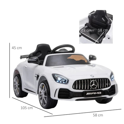 Rootz GTR Children's Car - Children's Vehicle - GTR Electric Car With Remote Control - Music Light - Metal - White - 105 x 58 x 45 cm