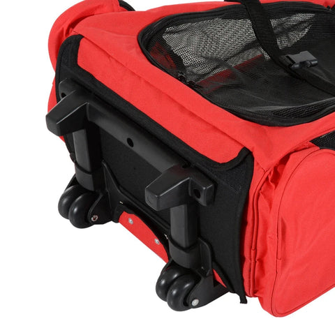 Rootz Dog Carrier - Pet Backpack - 2-in-1 Design - Extendable Handle - Side Pockets - Red - 42 x 25 x 55cm
