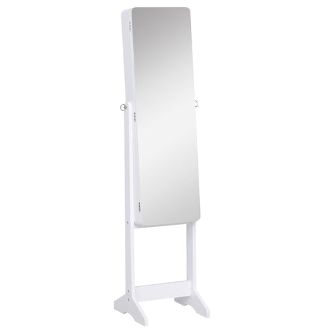Rootz Jewelry Cabinet - Led Jewelry Cabinet - Interior Mirror - Mirror Cabinet - Foldable Shelf - Standing Mirror - White - 146cm
