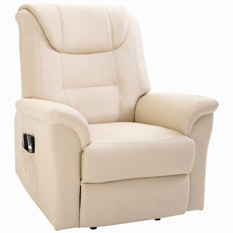 Rootz Electric Massage Chair - Electric Massage Lounger - Electric Stand-up Chair - Massage Chair - Vibrating Massage Chair - Relaxation Chair - PU Leather - Cream White