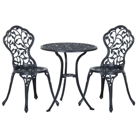 Rootz Bistro Set - Aluminum Garden Set - Balcony Set - Balcony Furniture Set - Bistro Table Chairs Set - Garden Furniture - Black