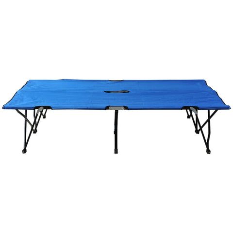 Rootz Opvouwbaar kampeerbed voor 2 personen - Opvouwbaar kampeerbed met draagtas - Kan tot 136 kg dragen - Staal - Oxford - Blauw + Zwart - 193 x 125 x 40 cm