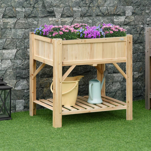 Rootz Planting Bed - Wooden Raised Bed - With 6 Separate Cultivation Areas - Plant Table - Flower Box - 78.5 x 58 x 81 cm