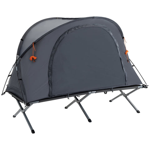 Rootz Tent - Camping Tent - 1 Person Camping Tent - Camp Bed And Mattress - Grey - 200 x 86 x 147 cm
