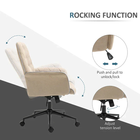 Rootz Office Chair - Swivel Chair - Home Office Chair - Desk Chair - Computer Chair - Work Chair - Beige - 66 x 69 x 89.5-97 cm