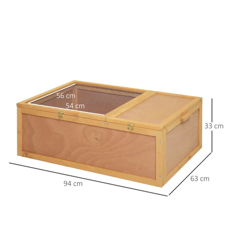 Rootz Schildpaddenhuis - Huis voor kleine dieren - Box voor kleine dieren met uitbreekslot - Ontwerp met twee kamers - Dennenhout - Natuurlijk hout - 94 x 63 x 33 cm