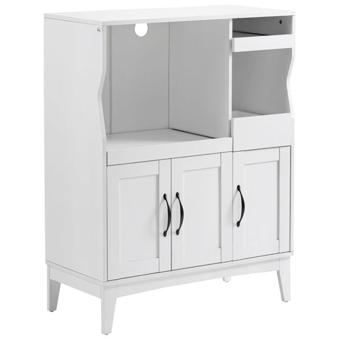 Rootz - Cabinet - Kitchen Cabinet - Shelf Cabinet - Sideboard - With Fold-out Shelf - Chipboard - White - 84 cm x 39 cm x 109 cm