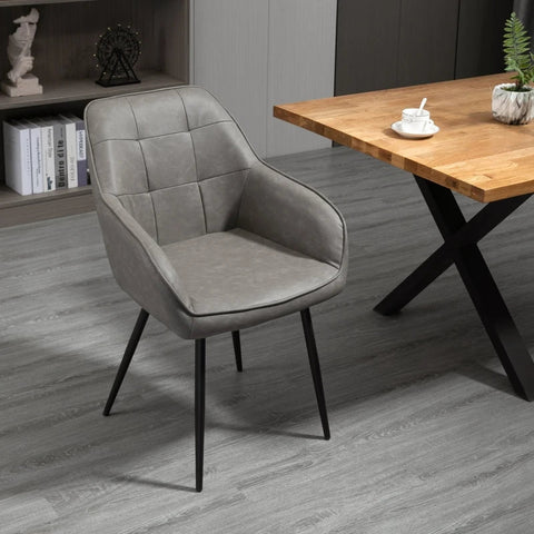Rootz Esszimmerstuhl – Esszimmerstuhl im Retro-Design – Pu-Leder – Grau – Schwarz – 61 cm x 58 cm x 84 cm