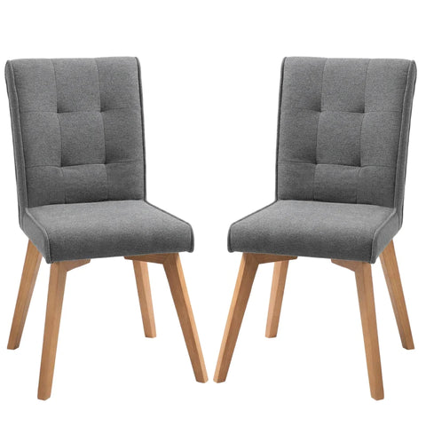 Rootz Dining Chair - Set Of 2 Dining Chairs - Dining Room Chair - Living Room Chair - Kitchen Chairs - Upholstered Chair - Retro Design Dining Chair - With Backrest - Gray -  45 x 61.5 x 94 cm
