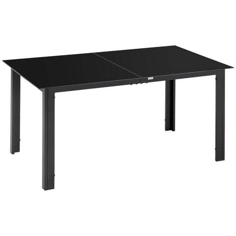 Rootz Garden Table - 6 Seater - Weather Resistant - Tempered Glass - Patio Table - Black - 150cm x 90cm x 74cm