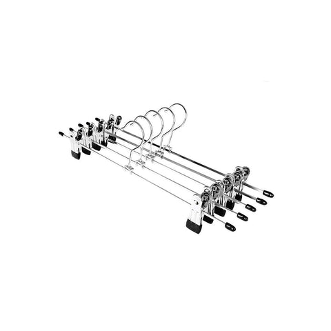 Rootz Broekhangers - Antislip Broekhanger Met Clips - Ruimtebesparend - Broekklemmen - Verstelbare Broekhangers - Multi-bar Broekhangers - Opvouwbare Broekhangers - Zilver - 31 x 10,5 cm (H x B)