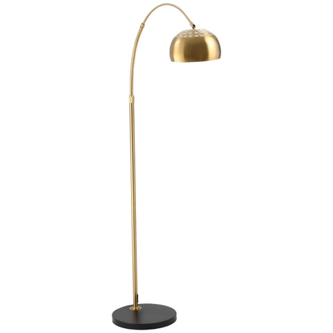Rootz Arc Lamp - Floor Lamp With Gold-plated Lampshade - E27 Socket Shade - Metal - Black + Gold - 30 x 100 x 167 cm