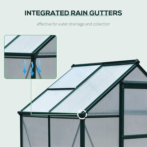 Rootz Greenhouse - Walk-in Mini Greenhouse - Met Dakraam - Aluminium/PC Board - Donkergroen - 1.9x1.3x2 m