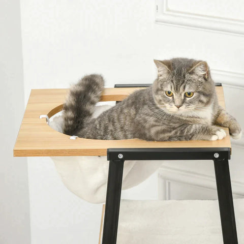 Rootz Cat House - Cat Cage - Scratching Post - With Cat Cave - Cat Furniture  - Black/Beige/White - 83 x 45 x 121 cm