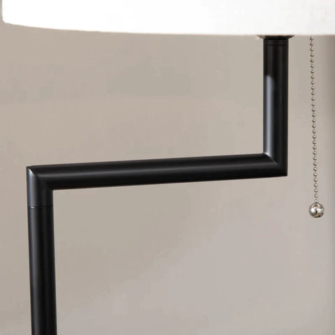 Rootz Floor Lamp Including Shelf - Table Lamps - Chain Hoist - E 27 - 40 W - Bamboo - Natural + Black - 40L x 40W x 168H cm