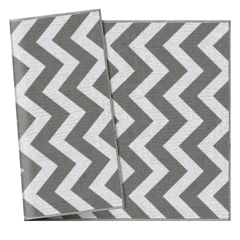 Rootz Outdoor Rug - Waterproof - Double Sided Design - High Quality Synthetic Fiber - Light Gray + White - 121 x 182 cm