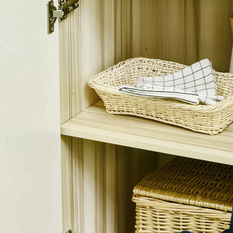 Rootz Keukenkast - 3 Planken 4 Kasten - Hout - Wit + Naturel - 102 cm × 48 cm × 180 cm