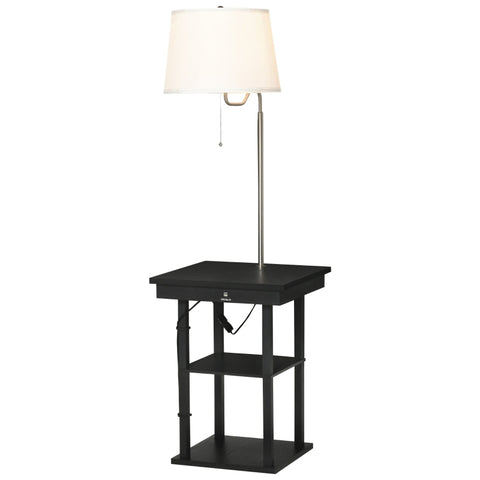 Rootz Floor Lamp - Side Table - 3 Shelves Interior Lighting - Living Room Floor Lamp - Bedroom Floor Lamp - Black/White