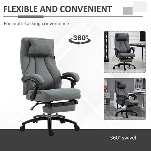 Rootz Bürostuhl – Massagestuhl – Chefsessel – Gaming-Stuhl – Drehstuhl – Grau – 60 x 68 x 109–117 cm